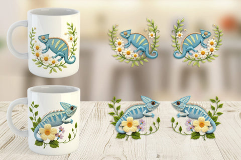 Mug Wrap Chameleon Embroidery Sublimation artnoy 