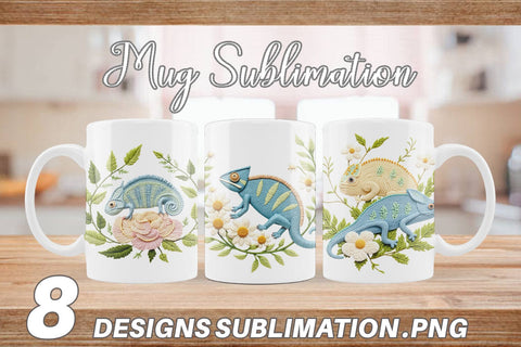 Mug Wrap Chameleon Embroidery Sublimation artnoy 