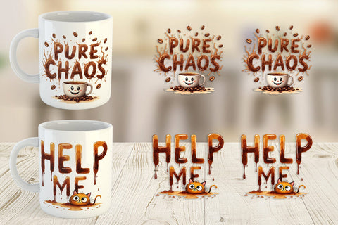 Mug Wrap Chaos Caffeine Sarcastic Quotes Sublimation artnoy 