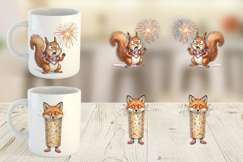 Mug Wrap Chaotic 4th of July Animal Sublimation artnoy 