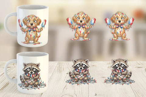 Mug Wrap Chaotic 4th of July Animal Sublimation artnoy 