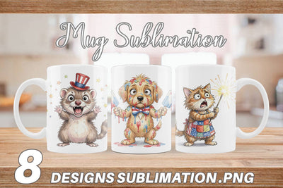 Mug Wrap Chaotic 4th of July Animal Sublimation artnoy 