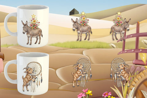 Mug Wrap Chaotic Celestial Western Watercolor Sublimation artnoy 