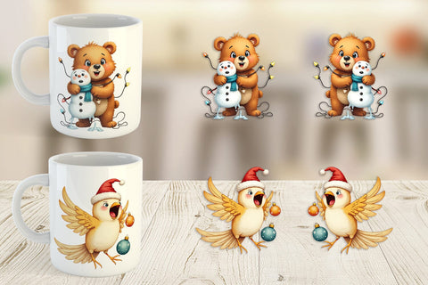 Mug Wrap Chaotic Christmas Animals Sublimation artnoy 