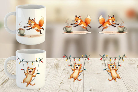 Mug Wrap Chaotic Christmas Animals Sublimation artnoy 