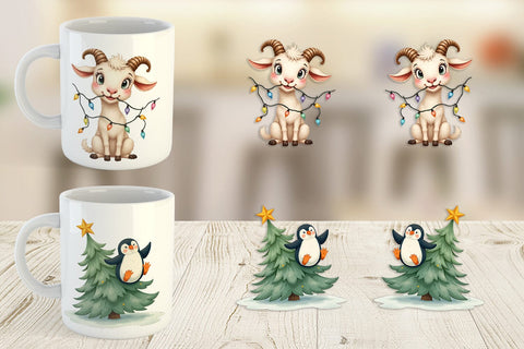 Mug Wrap Chaotic Christmas Animals Sublimation artnoy 