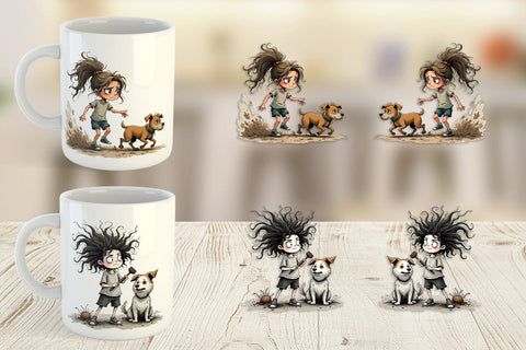 Mug Wrap Chaotic Girl Dog Sublimation artnoy 