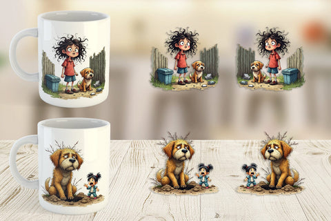 Mug Wrap Chaotic Girl Dog Sublimation artnoy 