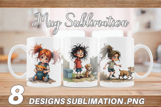 Mug Wrap Chaotic Girl Dog Sublimation artnoy 