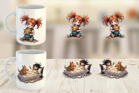 Mug Wrap Chaotic Girl Dog Sublimation artnoy 