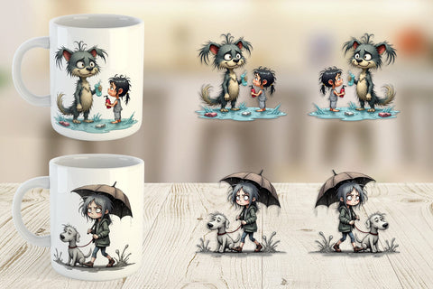 Mug Wrap Chaotic Girl Dog Sublimation artnoy 