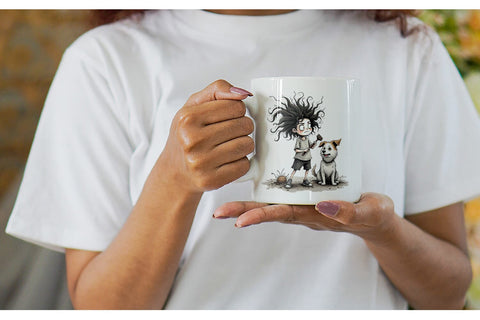 Mug Wrap Chaotic Girl Dog Sublimation artnoy 