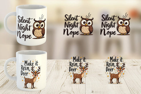 Mug Wrap Chaotic Holiday Spirit: Energetic Ugly Cute Quotes Sublimation artnoy 