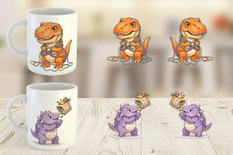 Mug Wrap Chaotic Messy Baby Dino Watercolor Sublimation artnoy 