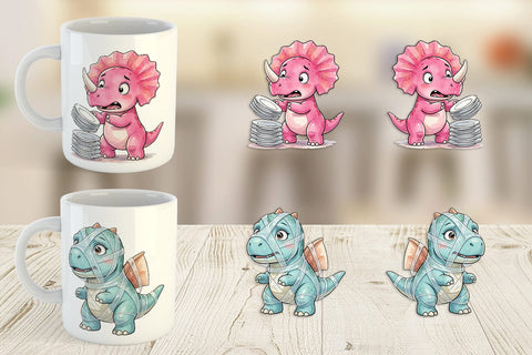 Mug Wrap Chaotic Messy Baby Dino Watercolor Sublimation artnoy 