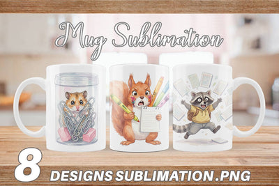Mug Wrap Chaotic School Animal Watercolor Sublimation artnoy 