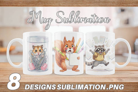 Mug Wrap Chaotic School Animal Watercolor Sublimation artnoy 