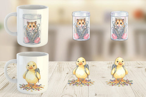 Mug Wrap Chaotic School Animal Watercolor Sublimation artnoy 