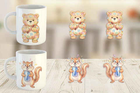 Mug Wrap Chaotic Study Animal Watercolor Sublimation artnoy 