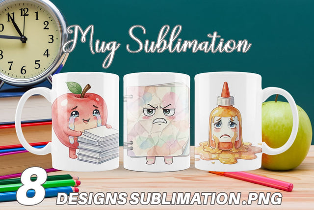 Mug Wrap Chaotic Teacher Supply Watercolor Sublimation artnoy 