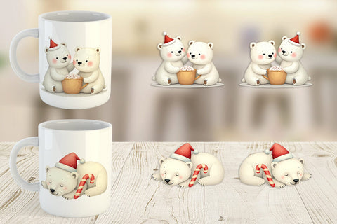 Mug Wrap Charming Polar Bears Sublimation artnoy 