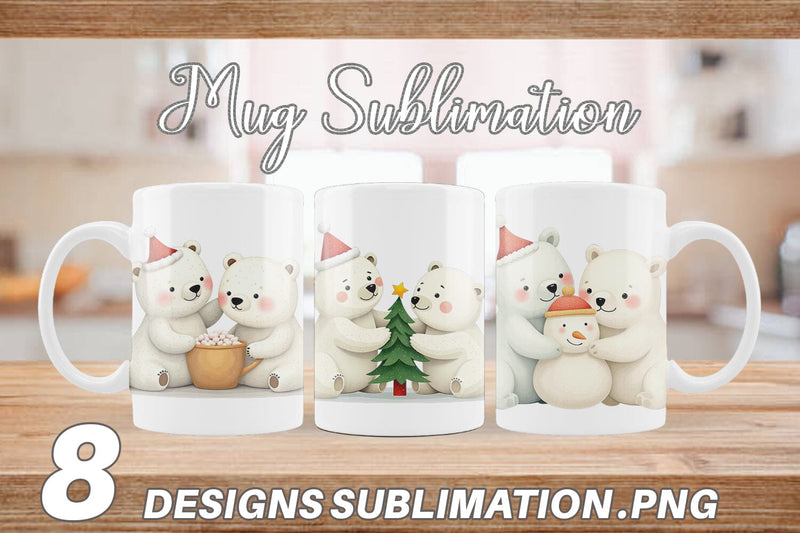 Mug Wrap Charming Polar Bears Sublimation artnoy 