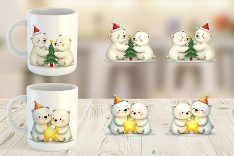 Mug Wrap Charming Polar Bears Sublimation artnoy 