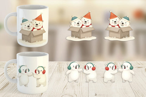 Mug Wrap Charming Polar Bears Sublimation artnoy 