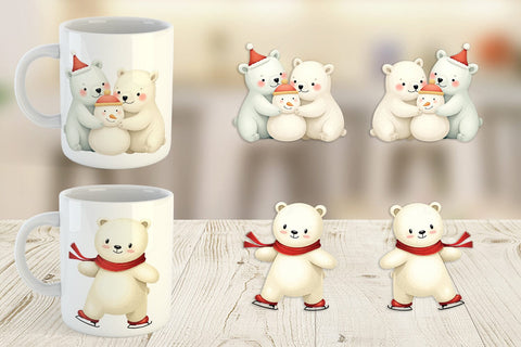 Mug Wrap Charming Polar Bears Sublimation artnoy 