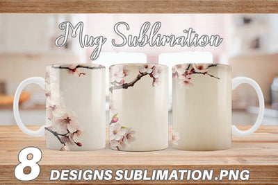 Mug Wrap Cherry Blossom Old Paper Sublimation artnoy 