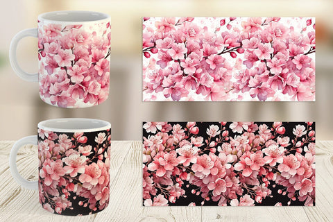 Mug Wrap Cherry Blossom Pattern Sublimation artnoy 