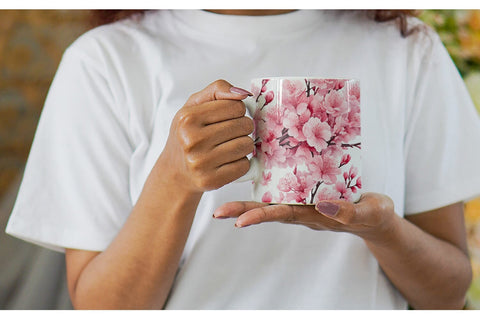 Mug Wrap Cherry Blossom Pattern Sublimation artnoy 