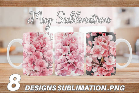 Mug Wrap Cherry Blossom Pattern Sublimation artnoy 
