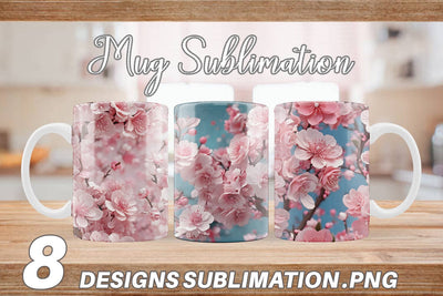 Mug Wrap Cherry Blossoms Pattern Sublimation artnoy 