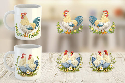 Mug Wrap Chicken Embroidery Sublimation artnoy 