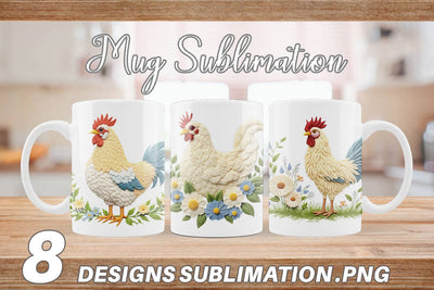 Mug Wrap Chicken Embroidery Sublimation artnoy 