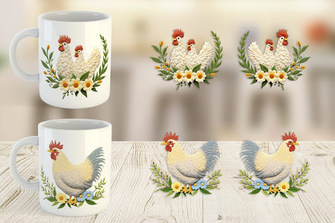 Mug Wrap Chicken Embroidery Sublimation artnoy 
