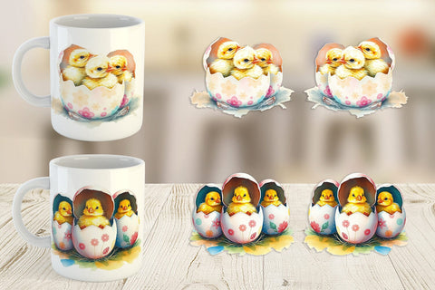 Mug Wrap Chicks in Eggs Sublimation artnoy 