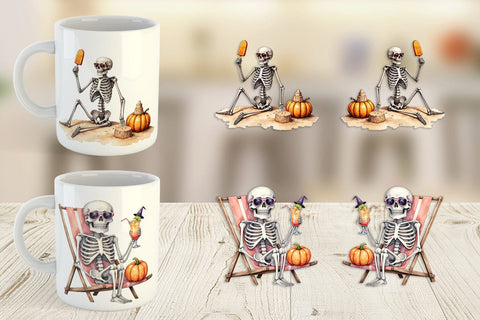Mug Wrap Chill Summer Skeletons Sublimation artnoy 