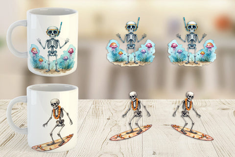 Mug Wrap Chill Summer Skeletons Sublimation artnoy 