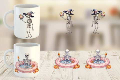 Mug Wrap Chill Summer Skeletons Sublimation artnoy 