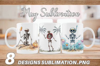 Mug Wrap Chill Summer Skeletons Sublimation artnoy 
