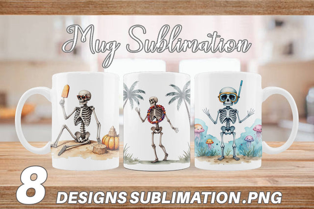 Mug Wrap Chill Summer Skeletons Sublimation artnoy 