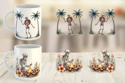 Mug Wrap Chill Summer Skeletons Sublimation artnoy 