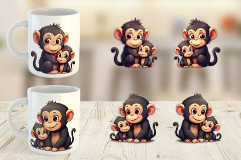 Mug Wrap Chimpanzee Mother's Day Sublimation artnoy 