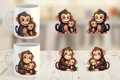 Mug Wrap Chimpanzee Mother's Day Sublimation artnoy 