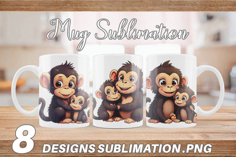 Mug Wrap Chimpanzee Mother's Day Sublimation artnoy 