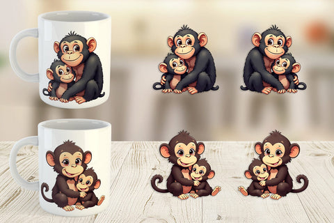Mug Wrap Chimpanzee Mother's Day Sublimation artnoy 