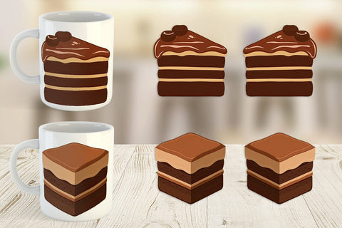Mug Wrap Chocolate Cake Slice Sublimation artnoy 