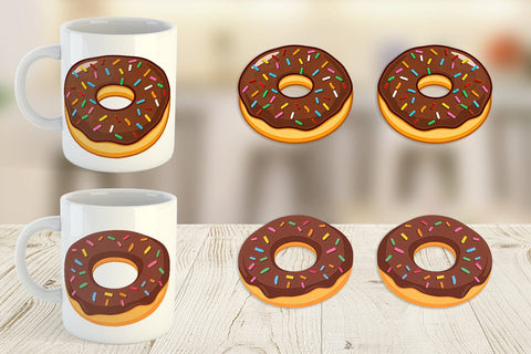 Mug Wrap Chocolate Donut Sublimation artnoy 